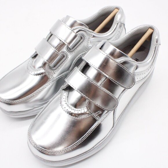 Hush Puppies Shoes Womens Silver Metallic Leather Power Walker II Size 5.5 NIB - Picture 5 of 11